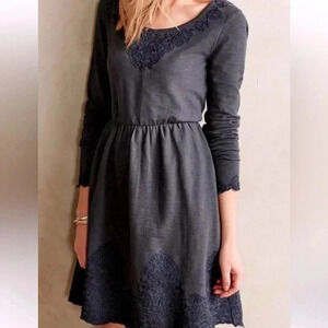 Anthropologie Saturday Sunday Dress Womens Small Blue Embroidered Ellie Boho